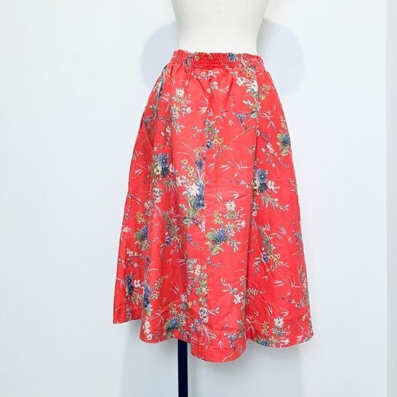 Vintage VTG Koala Red Floral Midi Maxi Skirt Medium Large - Picture 3 of 7